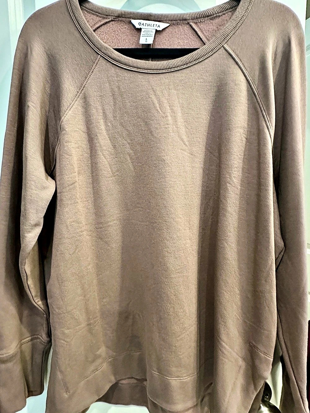 Athleta Chandail En Coaster Luxe Recover Sweatshirt Brown Size Large NWT